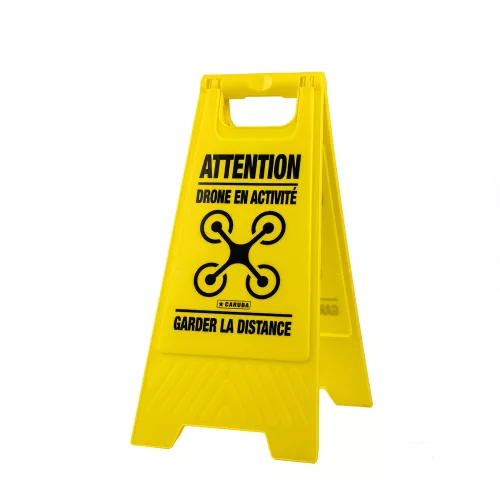 Caruba drón repülés figyelmeztető (francia) [Drone Warning Sign]