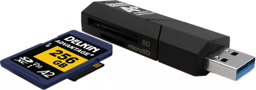Delkin SD és MicroSD A2 kártyaolvasó (USB 3.1)