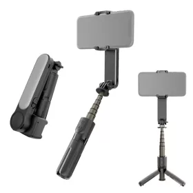   L09 Okostelefon/ Mobil Mini-Gimbal & Selfie-bot LED-lámpával (Fekete)