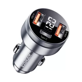 Essager LED Autós Töltő 2xUSB-A+USB-C 80W (szürke)