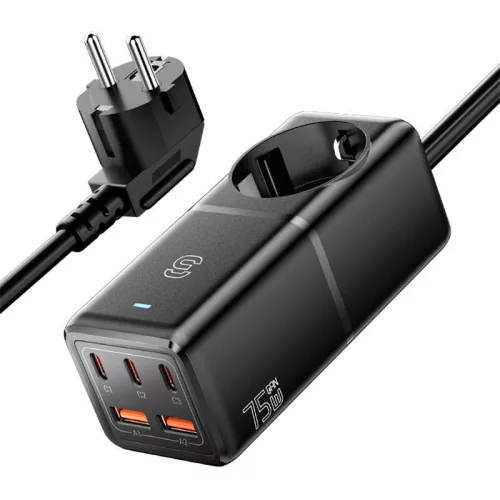 Essager 75W GaN Fali Töltő 3xUSB-C És 2xUSB-A Csatlakozó (ECTAC-BRB01-Z)