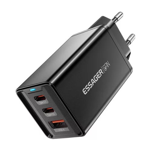 Essager 67W GaN Fali Töltő 2xUSB-C És USB-A Csatlakozó (ECTAC-KSB01-Z)