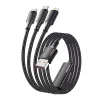 Essager 3in1 100W USB-C/Lightning/Micro Kábel, 1.2m, (Fekete) (EXCMTL-JJ01-P)