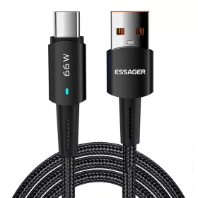 Essager 66W USB-C Töltőkábel, 0.5m, (Fekete) (EXCT-CGB01)