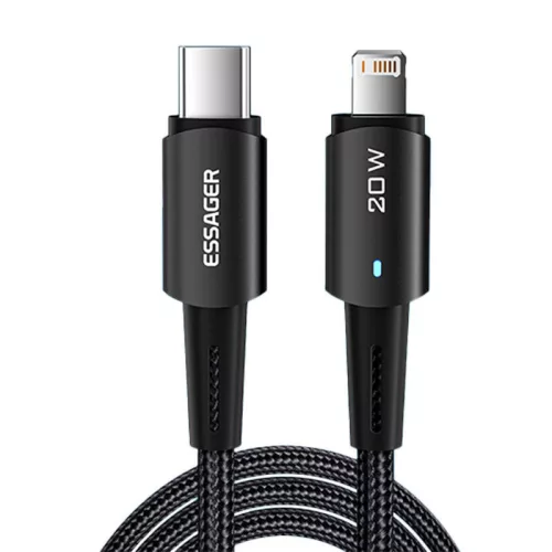 Essager - 1m USB-C Lightning Kábel, 20W, (Fekete) (EXCTL-CG01)