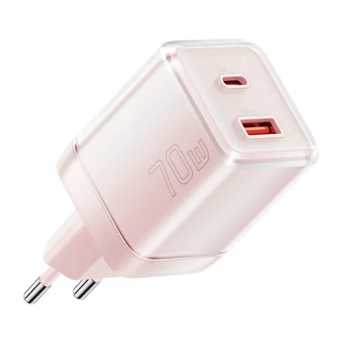 Essager 70W GaN USB-C És USB-A Fali Töltő (Rózsa) (EZCT70-YQB04-Z)