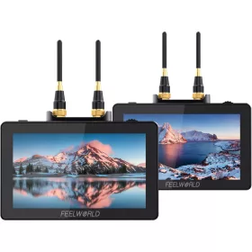   Feelworld 5,5" FT6 + FR6 5,5 hüvelykes vezeték nélküli videoátviteli érintőképernyős 4K