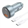 Foneng Autós Töltő USB-A És /USB-C Csatlakozó , 48W, (Szürke) (C18 Type-C to Type-C)