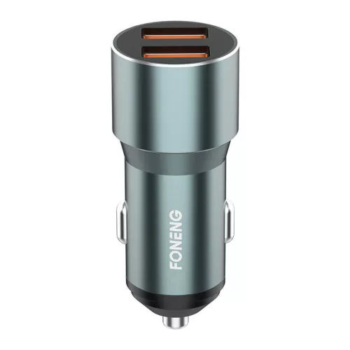 Foneng 36W Autós Töltő, 2× USB-A Csatlakozóval (C19 Silver)