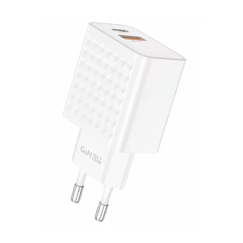 Foneng 20W USB-C És USB-A Hálózati Töltőfej (Fehér) (EU42-Single)