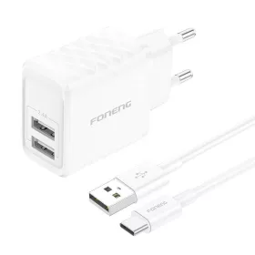   Foneng 2x USB-A 2.4A Hálózati Töltő /USB-C Kábel(EU53-Type-C)