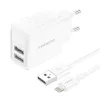 Foneng 2x USB-A 2.4A (Fehér) Töltő + USB-A – Lightning Kábel (EU53 iPhone)