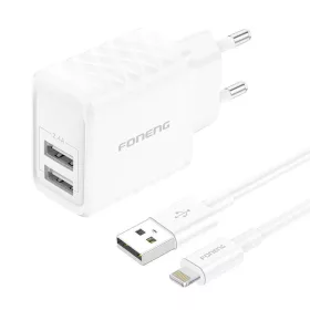   Foneng 2x USB-A 2.4A (Fehér) Töltő + USB-A – Lightning Kábel (EU53 iPhone)
