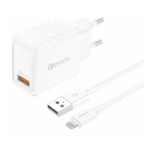 Foneng USB-A 3A Hálózati Töltő /Lightning Kábel(EU54 iPhone)