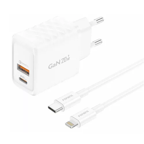 Foneng 20W USB-A És USB-C (Fehér) Töltő /Lightning Kábel(EU56-Type-C-to-iPhon)