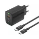 Foneng USB-C Dual Portos Hálózati Töltő (EU66 C-C/black)