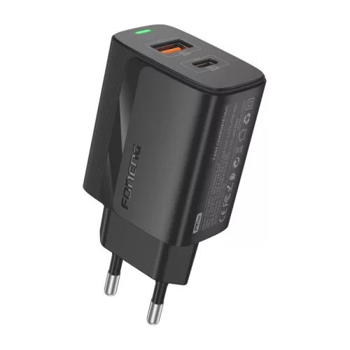 Foneng 20W PD Gyorstöltő USB-A És /USB-C Csatlakozó (Fekete) (EU66 single/black)
