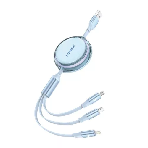 Foneng 3in1 Töltőkábel 1.- 1m (Kék) (X113 blue)