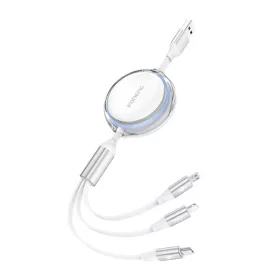 Foneng 3in1 Töltőkábel 1.- 1m (Fehér) (X113 White)