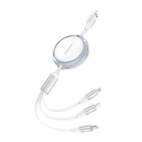 Foneng 3in1 Töltőkábel 1.- 1m (Fehér) (X113 White)