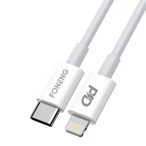 Foneng USB-C - Lightning Töltőkábel, 3A, 2M, (Fehér) (X31-2M-Type-C-to-iPh)