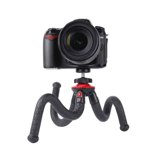 Fotopro UFO 2 mini flexibilis tripod (fekete-piros) + telefon, gopro tartó - Tripod with Phone & GoPro Mount