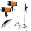 Godox Mini Pioneer 250W dupla stúdióvaku szett + softbox, ernyő