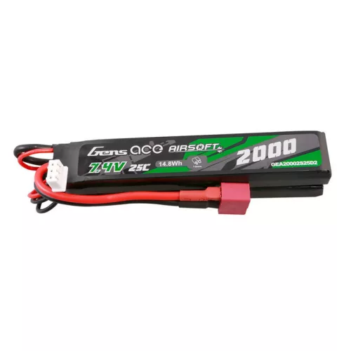Gens Ace 2000mAh 25C 7.4V Airsoft Lipo Akkumulátor Mini Deans Csatlakozó (GEA20002S25D2)