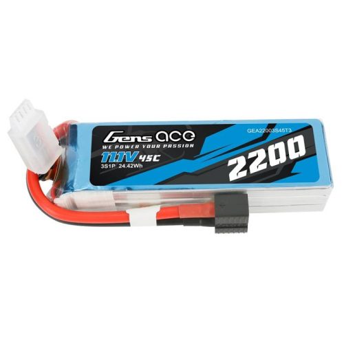 Gens Ace 2200mAh 11.1V 45C LiPo Drón Akkumulátor (GEA22003S45T3)
