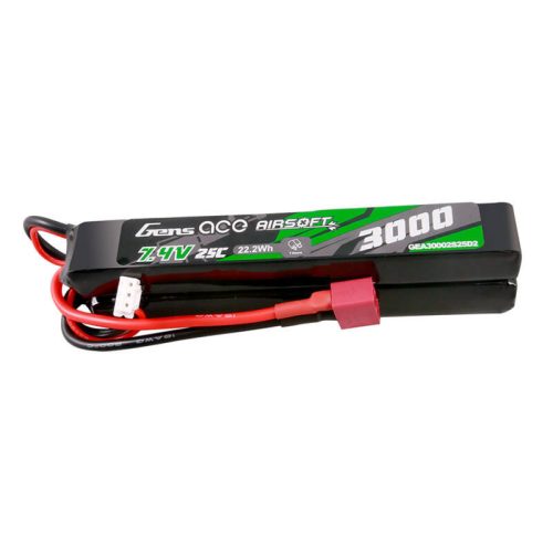 Gens Ace 3000mAh 7.4V Airsoft Lipo Akkumulátor Mini Deans Csatlakozó (GEA30002S25D2)