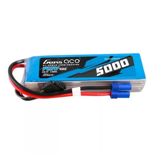 Gens Ace 5000mAh 14.8V 45C 4S1P Helikopter Lipo Akkumulátor /EC5 Csatlakozó (GEA504S45E5GT)
