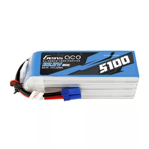 Gens Ace 5100mAh 22.2V 80C 6 Cellás EC5 LiPo Akkumulátor (GEA6S510080E5)