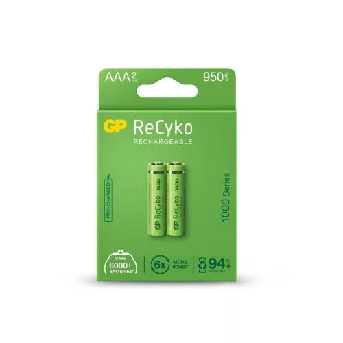 GP elem (R03) AAA Rechargable RECYKO, NiMH R03, (2 elem / blister), 1000mAh
