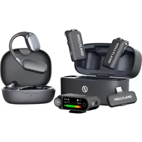   Hollyland LARK MAX 2 Ultimate Combo vezeték nélküli lavalier mikrofonrendszer (OWS monitor fülhallgató+kamera vevőegység+USB-C vevőegység) - fekete