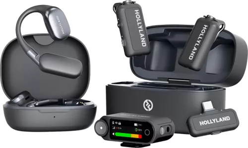 Hollyland LARK MAX 2 Ultimate Combo vezeték nélküli lavalier mikrofonrendszer (OWS monitor fülhallgató+kamera vevőegység+USB-C vevőegység) - fekete