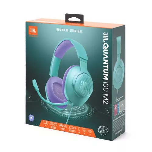 JBL Quantum 100M2 fejhallgató vezetékes gamer headset – mikrofon (türkiz)