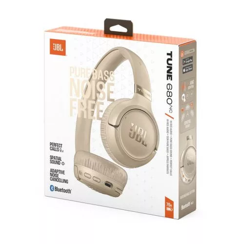 JBL Tune 680NC Bluetooth vezeték nélküli on-ear fejhallgató (bézs)
