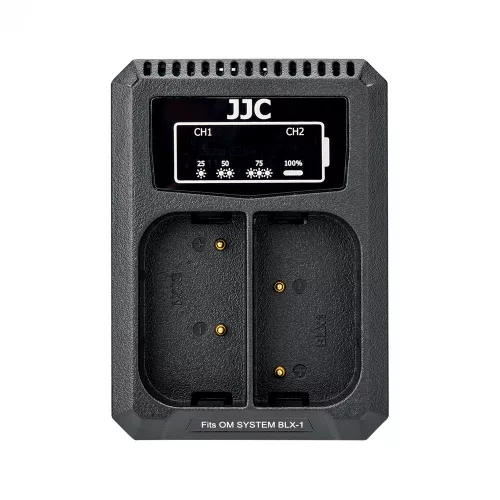 JJC Olympus OM System BLX-1 Dupla USB akkumulátortöltő (Olympus OM System BCX-1)