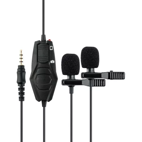 JJC KM-01D kétfejes csiptetős (lavalier) mikrofon