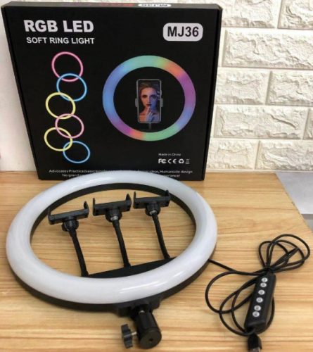 Jmary MJ36RGB RGB LED Körfény, Ringlight 36 cm