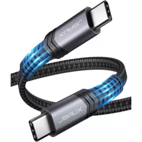   JSAUX USB-C (Type C) 60W Gyorstöltő Adat-Kábel (Type-C-Type-C) - lapított kábel [Szürke, 2m]