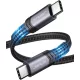 JSAUX USB-C (Type C) 60W Gyorstöltő Adat-Kábel (Type-C-Type-C) - lapított kábel [Szürke, 2m]