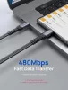 JSAUX USB-C (Type C) 60W Gyorstöltő Adat-Kábel (Type-C-Type-C) - lapított kábel [Szürke, 2m]
