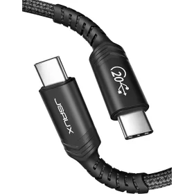   JSAUX USB-C (Type C) 60W Gyorstöltő Adat-Kábel (Type-C-Type-C) - lapított kábel [Fekete, 2m]