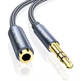  JSAUX Audió hosszabbító - 3,5mm Jack (Male-Female) Kábel [Szürke, 2m]
