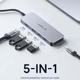   JSAUX 5-in-1 USB-C HUB - 4K-HDMI 3x USB 3.1 100W Dokkoló-Állomás