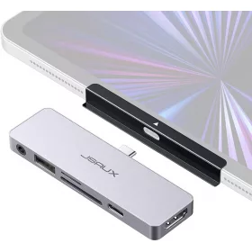   JSAUX 6-in-1 USB-C Okostelefon/Mobil HUB dokkoló Állomás (4K HDMI, 3x USB, Ethernet) [Szürke]