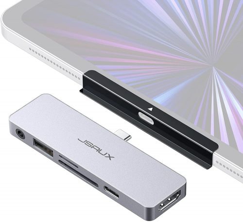 JSAUX 6-in-1 USB-C Okostelefon/Mobil HUB dokkoló Állomás (4K HDMI, 3x USB, Ethernet) [Szürke]