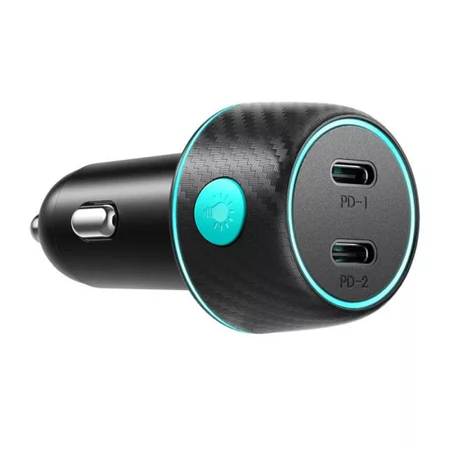 Joyroom Autós Töltő, 2x USB-C PD 70W (Fekete) (CCN02)