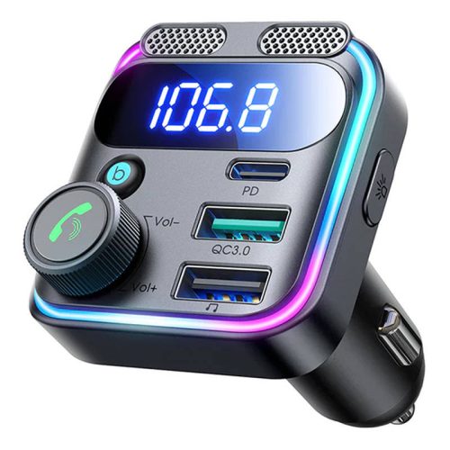 Joyroom FM Transmitter JR-CCB01, Dual-Mic, 48W (fekete)